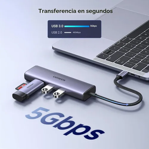 Vista 4 de UGREEN Revodok - Hub USB C 6 en 1 con adaptador Gigabit Ethernet, carga PD de 100W, HDMI 4K, puertos de datos USB A compatibles con Mac M1, M2, M3