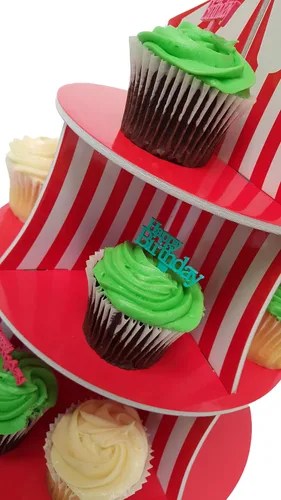 Vista 3 de Soportes para cupcakes, 3 niveles temáticos para cupcakes, soportes para servir cupcakes (carnaval)