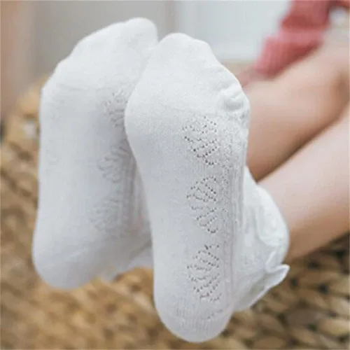 Vista 2 de Kids First Communion White Baptism Socks Frilly Christening Socks Lace Ruffle Socks for Baby Girls