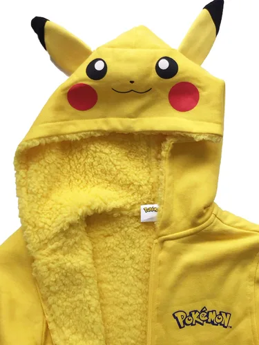 Vista 4 de Pokemon Sudadera con capucha de vellón Sherpa para niños de Pikachu, Amarillo