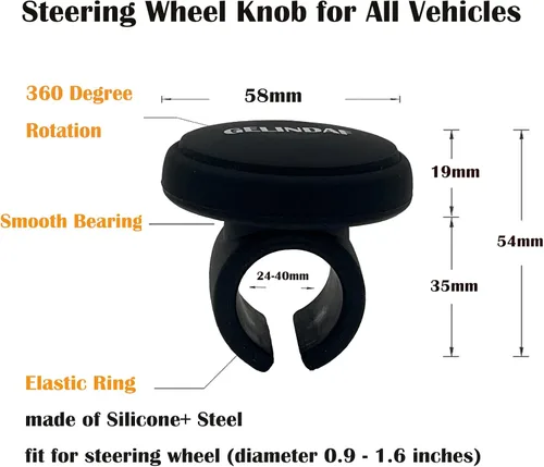 Vista 5 de Pomo de Volante para Coche, Girador de Volante Suave con Rodamiento, Pomo Universal de Silicona para Volante de Vehículo, Bola Giradora de Volante