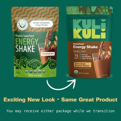 Vista 3 de Kuli Kuli Superfood Energy Shake, mantequilla de maní de chocolate, proteína de moringa