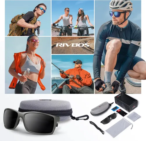 Vista 6 de RIVBOS Polarized Sports Sunglasses Driving shades For Men TR90 Unbreakable Frame RBS863