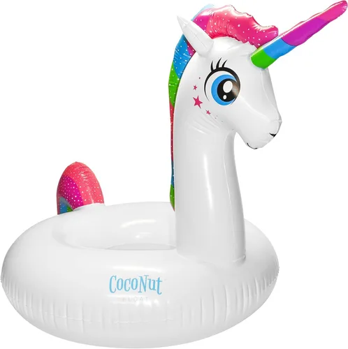 Vista 7 de Flotador mágico de coco para piscina de unicornio para exteriores, anillo inflable gigante para piscina, tubo de descanso duradero y juguete