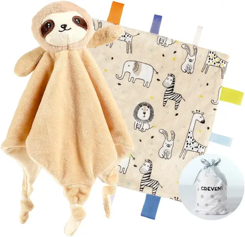 Vista 30 de CREVENT Manta de seguridad facial de animales de felpa suave para niños y niñas, gran regalo para cumpleaños, baby shower (perro azul + etiqueta)