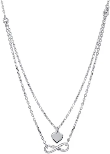 Vista 2 de Vanbelle Joyas de plata de ley, chapado en rodio con sello 925, gargantilla de corazón e infinito con cadena de doble capa, collar hecho a mano