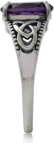 Vista 3 de Silvershake 10x8mm Oval Shape Gemstone 925 Sterling Silver Triquetra Celtic Knot Solitaire Ring Jewelry for Women