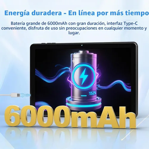 Vista 5 de Tablet de 10 Pulgadas, Tabletas Android 15 con 18 GB RAM+128 GB ROM (Expandible a 1 TB), Pantalla IPS HD de 1280 * 800 Octa Core, Batería de 6000