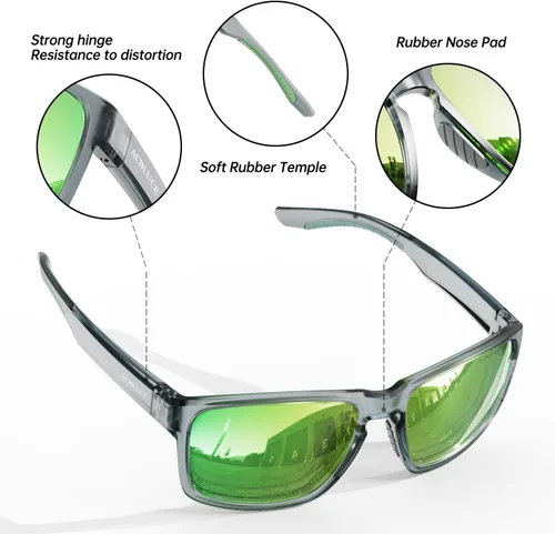 Vista 5 de ACBLUCE Lentes de sol deportivos polarizados para hombres y mujeres, ideales para conducir, pescar, béisbol y correr, marco irrompible TR90