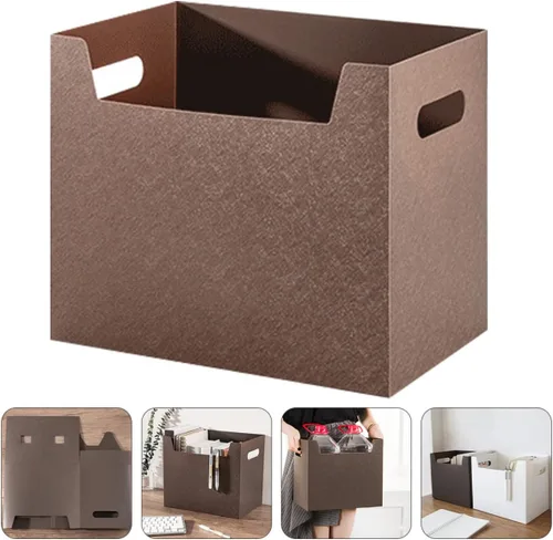 Vista 5 de Cajas de almacenamiento de plástico con asa, canastas plegables para estantes, contenedores de almacenamiento decorativos, impermeables