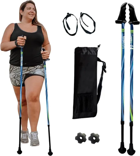 Vista 30 de York Nordic Bastones de senderismo motivadores grandes y altos para equilibrio y rehabilitación, 2 piezas, fuertes bloqueos de botón, patas de goma