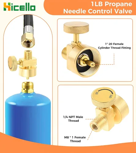 Vista 6 de Accesorios de latón para propano, paquete de kit de montaje de gas propano