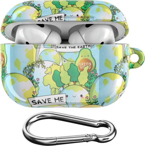 Vista 13 de Funda compatible con Airpods Pro Airpods 1, 2, 3 generación, sostenible, de cuerpo completo, diseño ecológico, funda de plástico con llavero Go