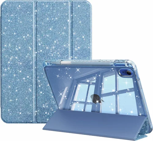 Vista 12 de Funda compatible con iPad de 11ª y 10ª generación de 11 pulgadas 2025/10.9 pulgadas 2022, parte trasera transparente brillante con soporte