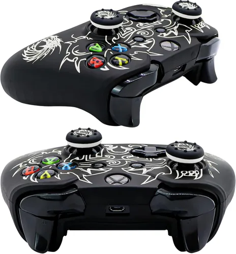 Vista 4 de BRHE - Funda protectora de silicona antideslizante para control Xbox-One juego de accesorios para Microsoft Xbox 1 Gamepad Joystick con 2 tapas