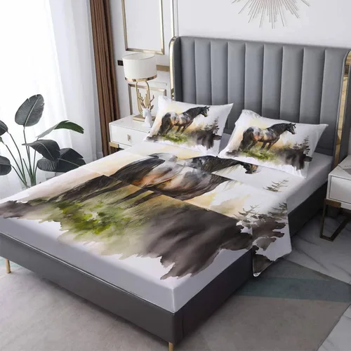 Vista 31 de Juego de sábanas de tamaño individual, sábanas de oso – Sábanas y fundas de almohada de microfibra de 3 piezas, juego de sábanas con patrones de Aa
