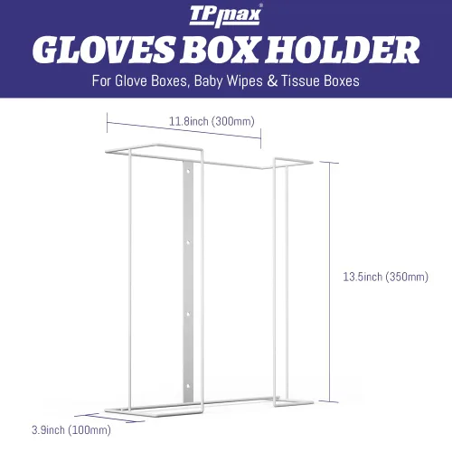 Vista 2 de Soporte de caja de guantes XL, dispensador de alambre para guantes, organizador de toallas de papel de pañuelos, accesorios de montaje incluidos