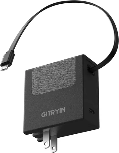 Vista 15 de Cargador de pared USB C de 40 W con cable retráctil integrado, bloque de carga rápida plegable 2 en 1, artículos esenciales de viaje compatible