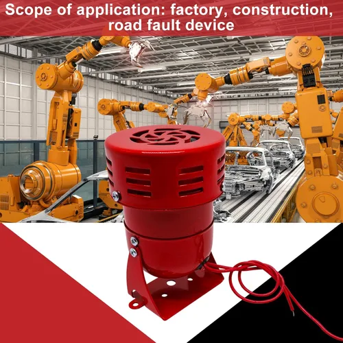 Vista 5 de Motor Siren Red - 1 unidad CA 110 V 114 dB, motor eléctrico industrial, sirena accionada por alarma, timbre de sonido para el hogar, industrias