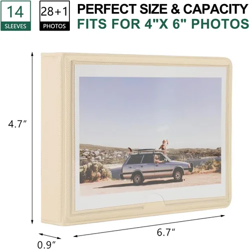 Vista 2 de Álbum de fotos pequeño de 4 x 6 pulgadas con capacidad para 28+1 fotografías horizontales, mini libro de fotos de capacidad con cubierta de cuero