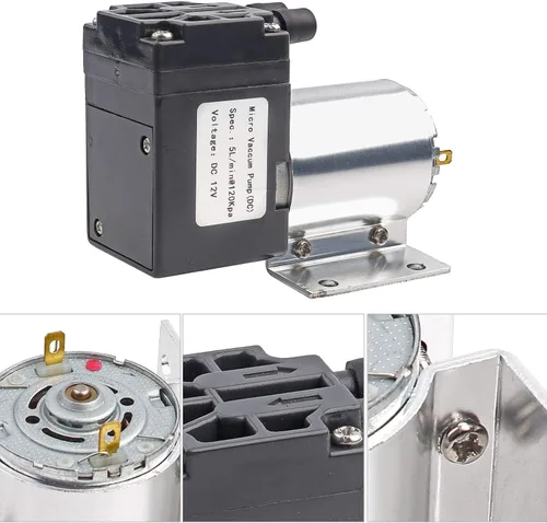Vista 8 de Walfront Mini bomba de vacío DC 12V 120kpa Bomba de aire de vacío 5L/min Bomba de succión de compresor de aire de diafragma con soporte