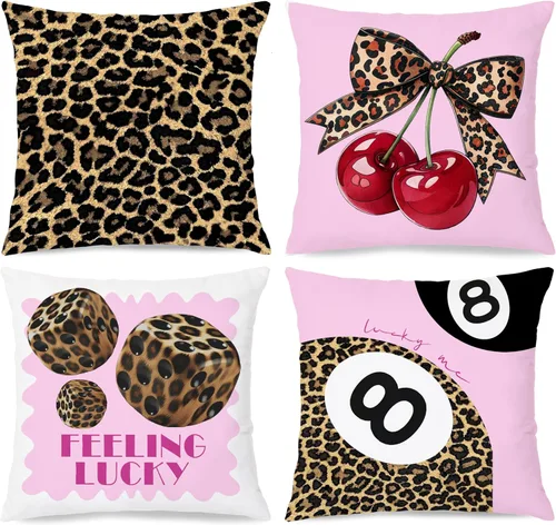 Vista 30 de Trendy Leopard Cheetah Print Pillow Covers 18x18 Set of 4