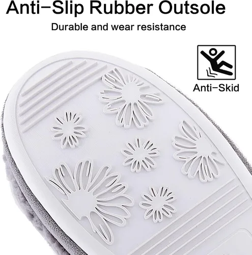 Vista 5 de Pantuflas cómodas y cálidas de forro polar sintético para mujer, con forro de felpa, suela antideslizante para interiores y exteriores