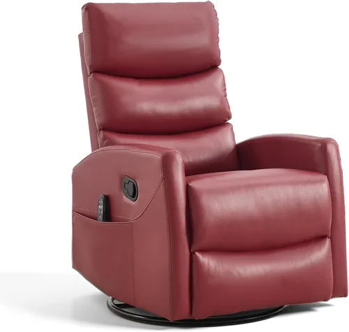 Vista 11 de SoarFlash Mecedora reclinable giratoria de 360°, mecedora con masaje de calor y vibración, silla de piel sintética para sala de estar, espacios
