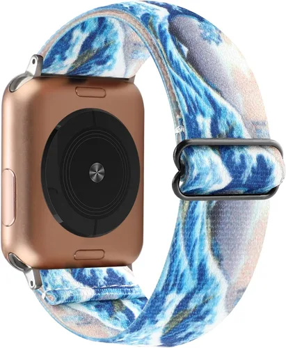 Vista 7 de Correa de reloj elástica ajustable compatible con Apple Watch de 1.49", 1.57", 1.61" (38 mm- 40 mm- 41 mm), pulsera elástica de nylon para mujer