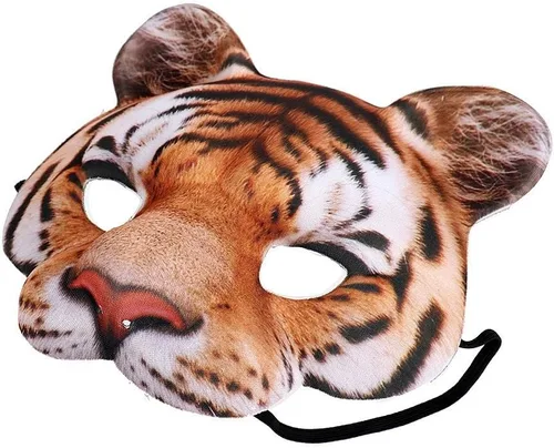 Vista 2 de Himine Animales Vestidas Mitad Cara Tigre Máscara Amarillo