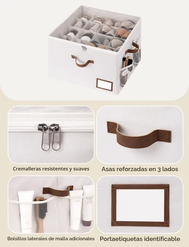 Vista 6 de StorageWorks Organizador de Zapatos para Armario, Cabe hasta 16 Pares, Contenedores de Almacenamiento de Zapatos Cubby con Bolsillo Lateral de Malla