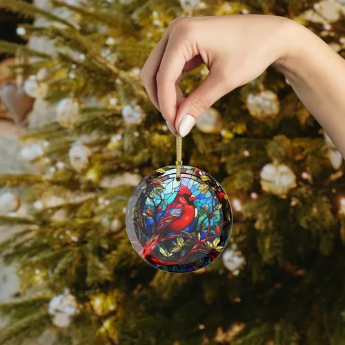 Vista 3 de Yuletide Messenger, Northern Cardinal - Adorno decorativo de cristal de 3.5 pulgadas