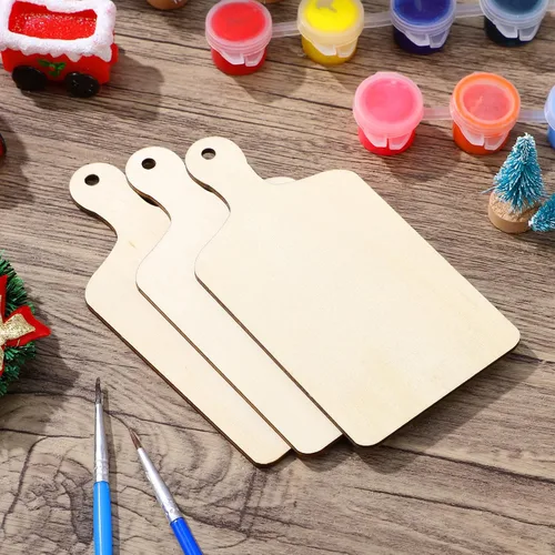 Vista 9 de Operitacx Mini bandeja de madera para cortar de 4.72 x 2.36 pulgadas, tabla de cortar de madera en blanco para pintar servir queso fruta aperitivos