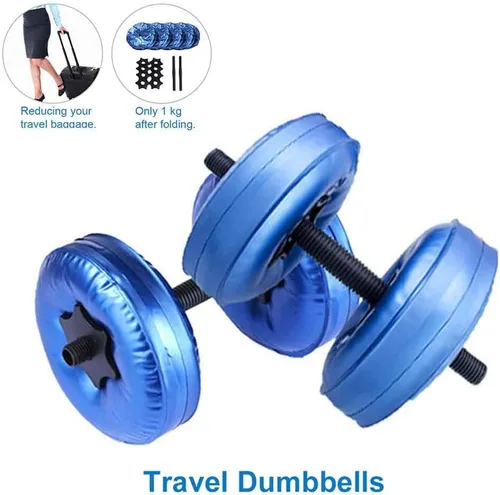 Vista 6 de Juego de 2 mancuernas portátiles ajustables rellenas de agua, juego de equipo de fitness ecológico para entrenamiento muscular de brazo