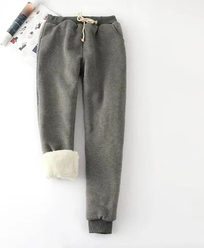 Vista 2 de Pantalones deportivos cálidos de invierno para mujer, holgados, gruesos, con forro de sherpa, talla grande, pantalones térmicos de forro polar