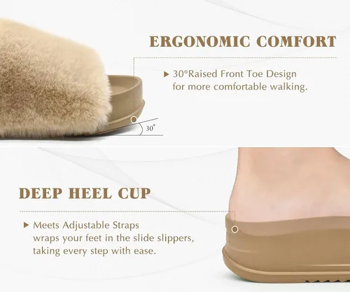 Vista 8 de KuaiLu Pantuflas ortopédicas para mujer con soporte de arco, sandalias acolchadas suaves para mujer, sandalias de moda con punta abierta, de piel