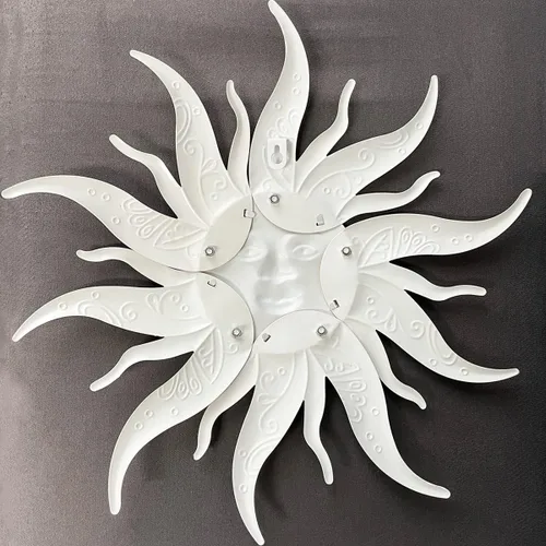 Vista 6 de Decoración de pared de sol de metal, 17.3 pulgadas, esculturas de jardín, estatuas, decoración de pared para interiores y exteriores, habitación