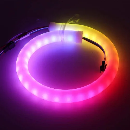 Vista 14 de Cuerda de luz LED RGB, píxel inteligente direccionable individualmente SK6812 60 LEDs/m, señal de neón, DC 5V impermeable, barra de letras flexible