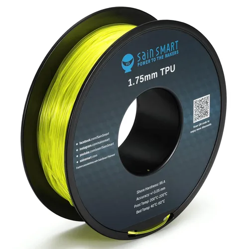Vista 11 de Bobina de filamentos para impresoras 3D SainSmart, 0.06 pulgadas, flexible, TPU, 1,7 libras, Negro, 1