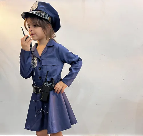 Vista 2 de Kakalver Disfraz de oficial de policía para niños, vestido de policía para niñas, vestido de policía, vestido de Halloween, juego de rol, regalos