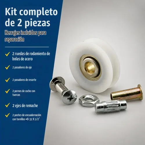 Vista 4 de Prime-Line D 1799 Kit de reemplazo de rodillos para puerta de patio, 1-1/2 pulgadas, paquete de 2