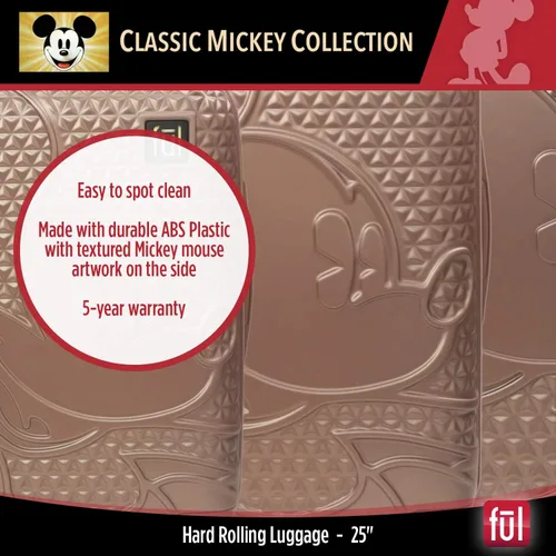 Vista 7 de FUL Disney Mickey Mouse - Maleta rígida con ruedas giratorias Oro Rosa Disney Mickey Mouse - Maleta rígida con ruedas giratorias