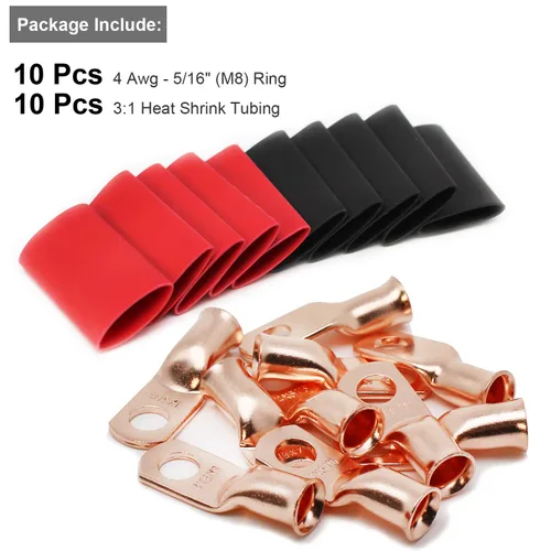 Vista 32 de TKDMR - Kit de 264 piezas de extremos de cable de batería, 132 piezas de terminales de anillo de lengüetas de cable de cobre resistentes AWG 8 6 4 2