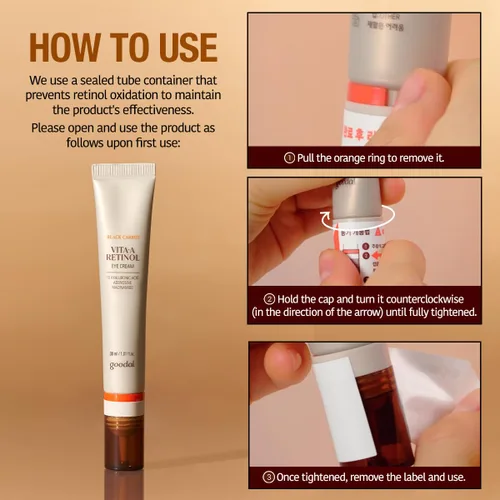 Vista 6 de GOODAL Black Carrot Vita-A Crema de ojos con retinol, crema diaria debajo de los ojos, cuidado de la piel suavizante e hidratante, K-Beauty, cuidado