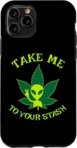 Vista 27 de iPhone 16 Alien Weed Leaf Stoner 420 Stash Fiction Pot Lovers Design Case