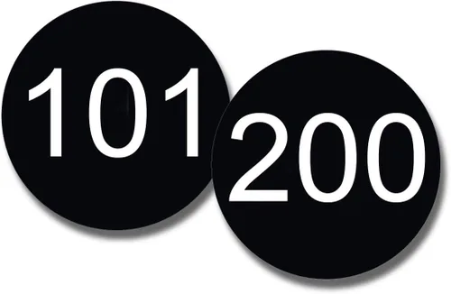 Vista 6 de Etiquetas para siesta, calcomanías de círculo numeradas negras, calcomanía Negro con números blancos