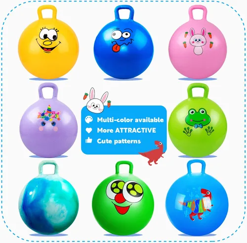 Vista 4 de Pelota saltarina, juguetes de dinosaurio para saltar para niños, pelota hinchable de 18 pulgadas con asa, juguetes saltarines azules inflables