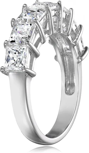 Vista 2 de Tienda Essentials Anillo de plata esterlina chapada en platino con circonita cúbica de corte princesa Infinite Elements (1 cttw, 2 cttw, o 3 cttw)