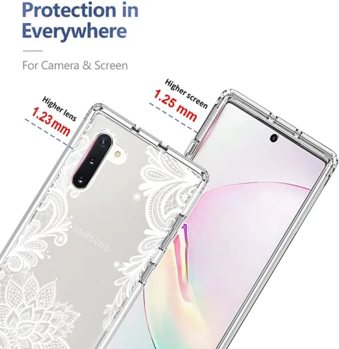 Vista 2 de Funda para Samsung Galaxy Note 10, Samsung Note 10 SM-N970U con protector de pantalla de vidrio templado, funda protectora de cuerpo completo