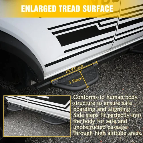 Vista 4 de JROAD Bronco - Estribos laterales compatibles con accesorios Ford Bronco 2021 2022 2023 2/4 puertas con riel de roca, acero al carbono